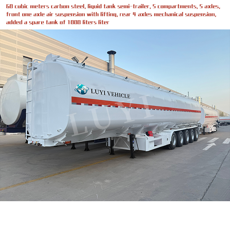 5-Axle 60cbm Carbon Steel Material Oil Tanker Truck 3
