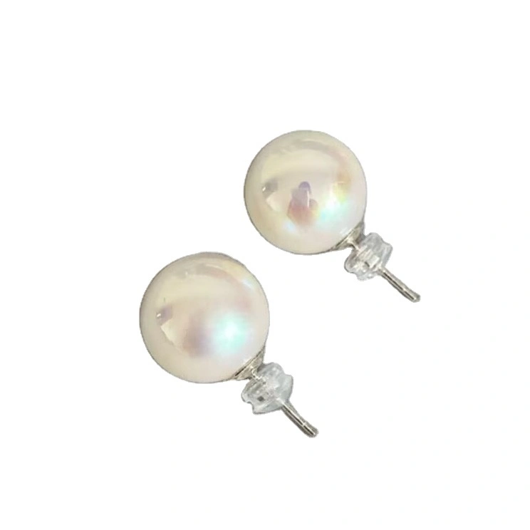 925 Silver Pillar Pearl Earrings For Women Simple And Fashionable Round Pearl Without Ear Holes Earrings 1