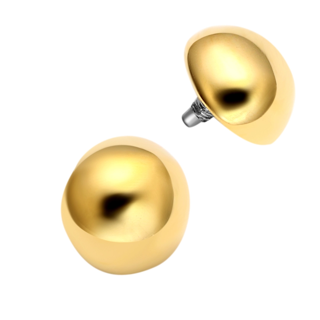 Eternal Metal 14k Solid Gold Polished Half Ball Earnose Piercing Bellylabret Jewelry Internally Threaded Ends Tops 1