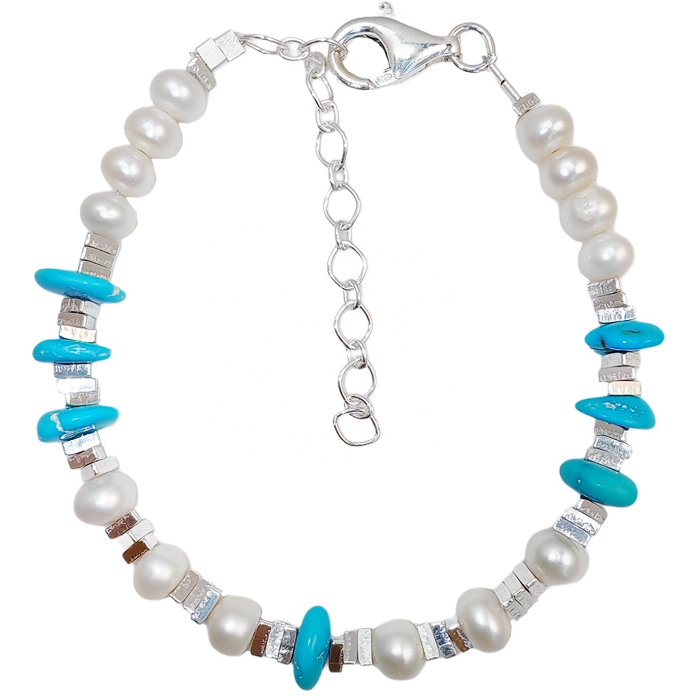 Jewelry S925 Silver With Natural Pearls High Quality Turquoise Minimalist Style Original Design Handmade Pearl Bracelet 1