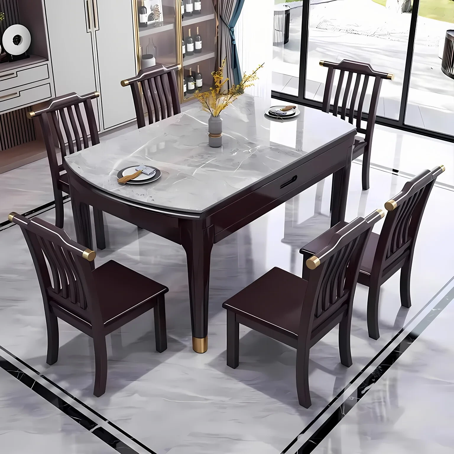 New Chinese Simple Luxury Dining Chairs Design Sedentary Dining Room Furniture Dining Chair With Backrest 1
