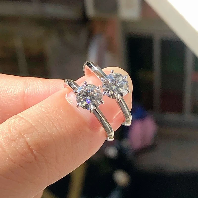 Six Claws Set Engagement Solitaire Ring 0.5ct-1.5ct Round Cut D/e-vvs2 Lab Grown Diamond Wedding Ring 18k Gold With Diamond 1