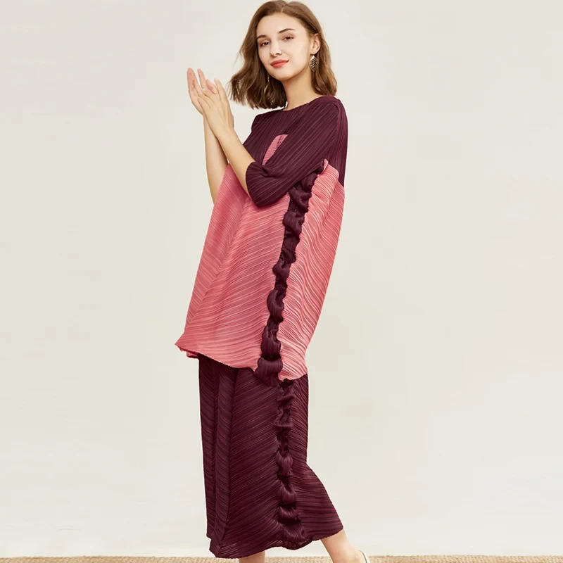 Pleats Clothing Manufacturer Two Piece Set Women Clothing Autumn 2022 New Design Loose Set Women's Pants Top 2-piece Set 1