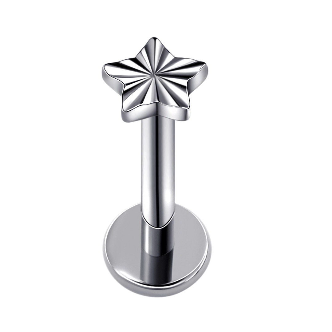 Eternal Metal Astm F136 Titanium Star Internal Threaded Labret Pin Piercing Jewelry Titanium Piercing 1