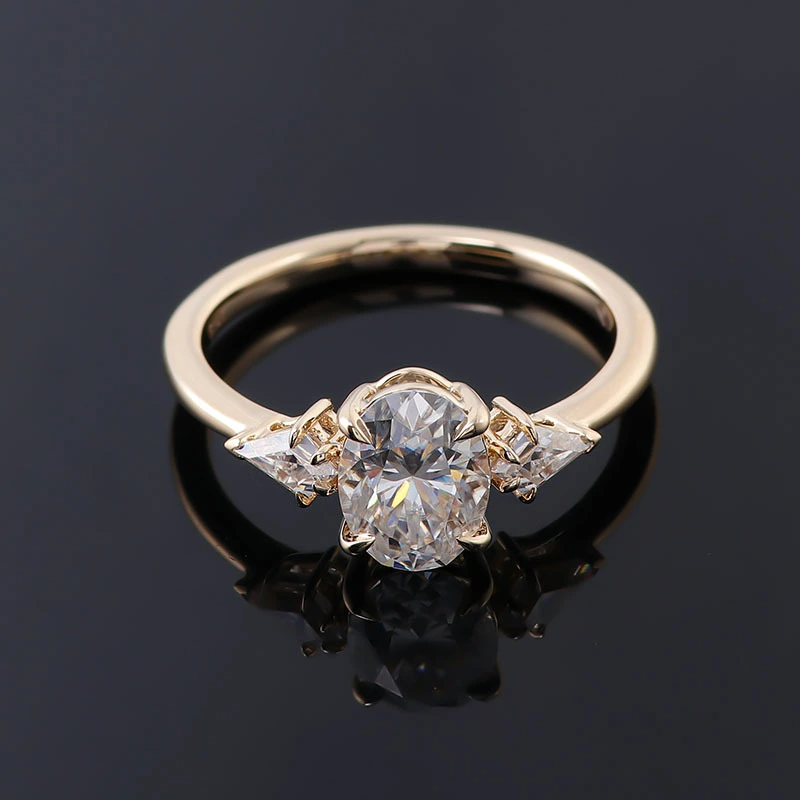 Provence Piedra principal de corte ovalado anillo de moissanite vvs def putildipe gemita suelta de 14k anillo de joyería fina de oro amarillo 1