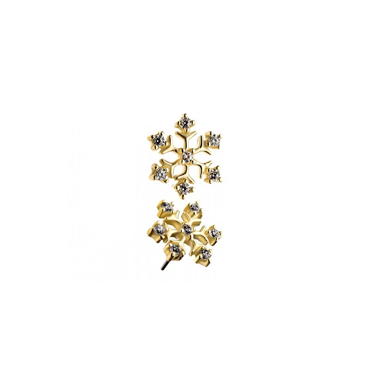 Eternal Metal 14kt Gold Threadless With 7pcs 4 Prong Set Round Clear Cz Snowflake Top Piercing Jewelry 1