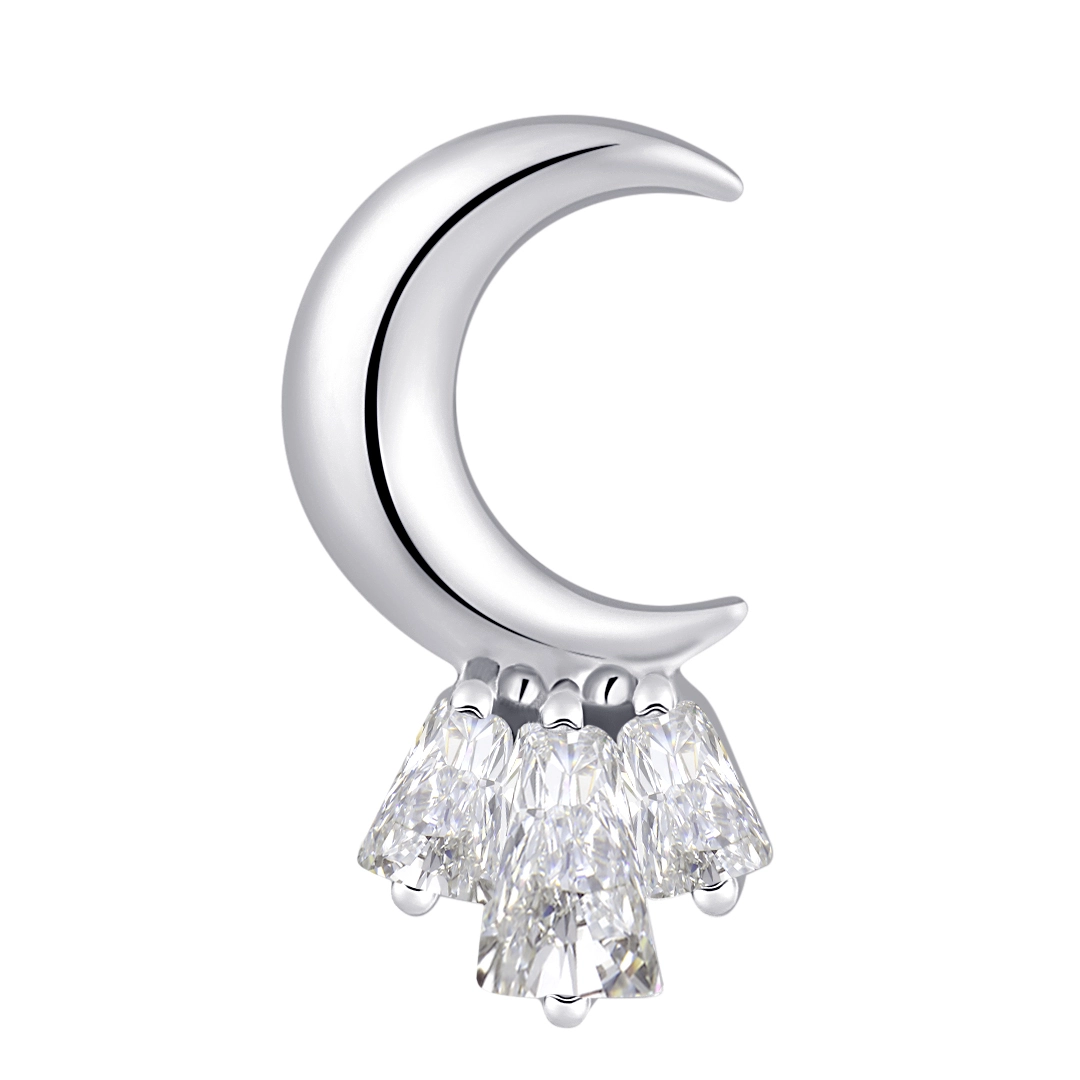 Colorful Cz Eternal Metal Astm F136 Titanium Threaded Top Moon Shape Clear Cz Labret Earring Nose Piercing Jewelry 1