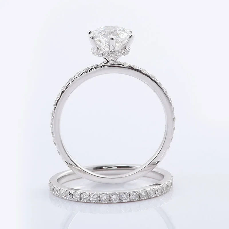 Ewiger Diamant -Verlobungsring Set mit passender Band in 18 Karat Weißgold Exquisit Fine Lab Diamond Jewelry 1