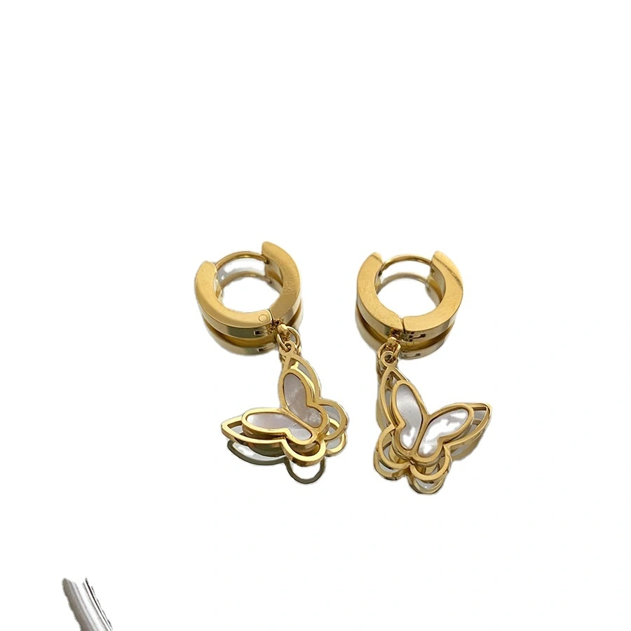 Wholesale Stainless Steel Temperament Earrings Butterfly Ear Buckles Women's New High-end And Non Fading Earrings Jewelry 1