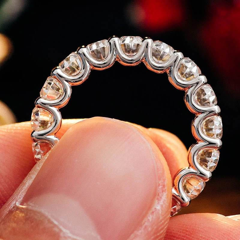 10k 14K 18K Bague d'éternité en or blanc 18K Anneau de pierre de pierre de gemme 1