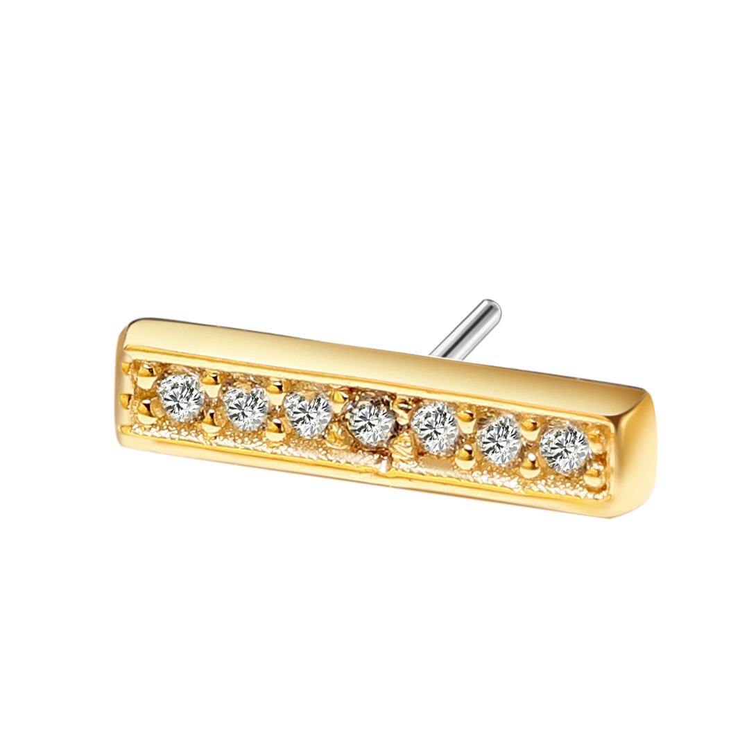 Astm F136 Titanium Push In Cz Rectangle Tops Nose Stud Astm F136 Titanium Body Jewelry Wholesale Body Piercings 1