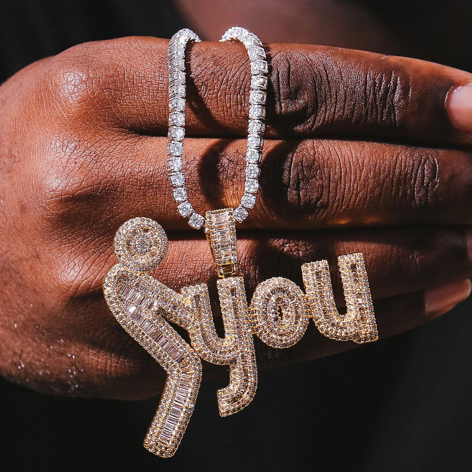 قلادة العميل Big Hip Hop Style 925 Silver HIP HOP NAME NAME NETLACE ICE OUT VVS MOISSANITE HIP HOP 1