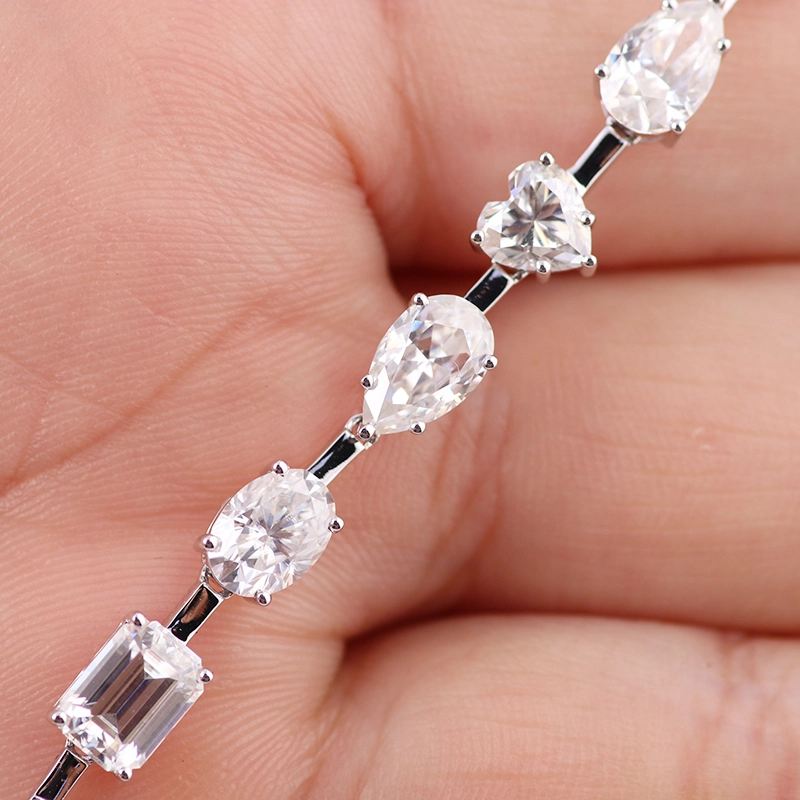 Custom Certified Fancy Cut Moissanite Diamond Stones 18k echtes festes Goldarmband für Liebhaber 1