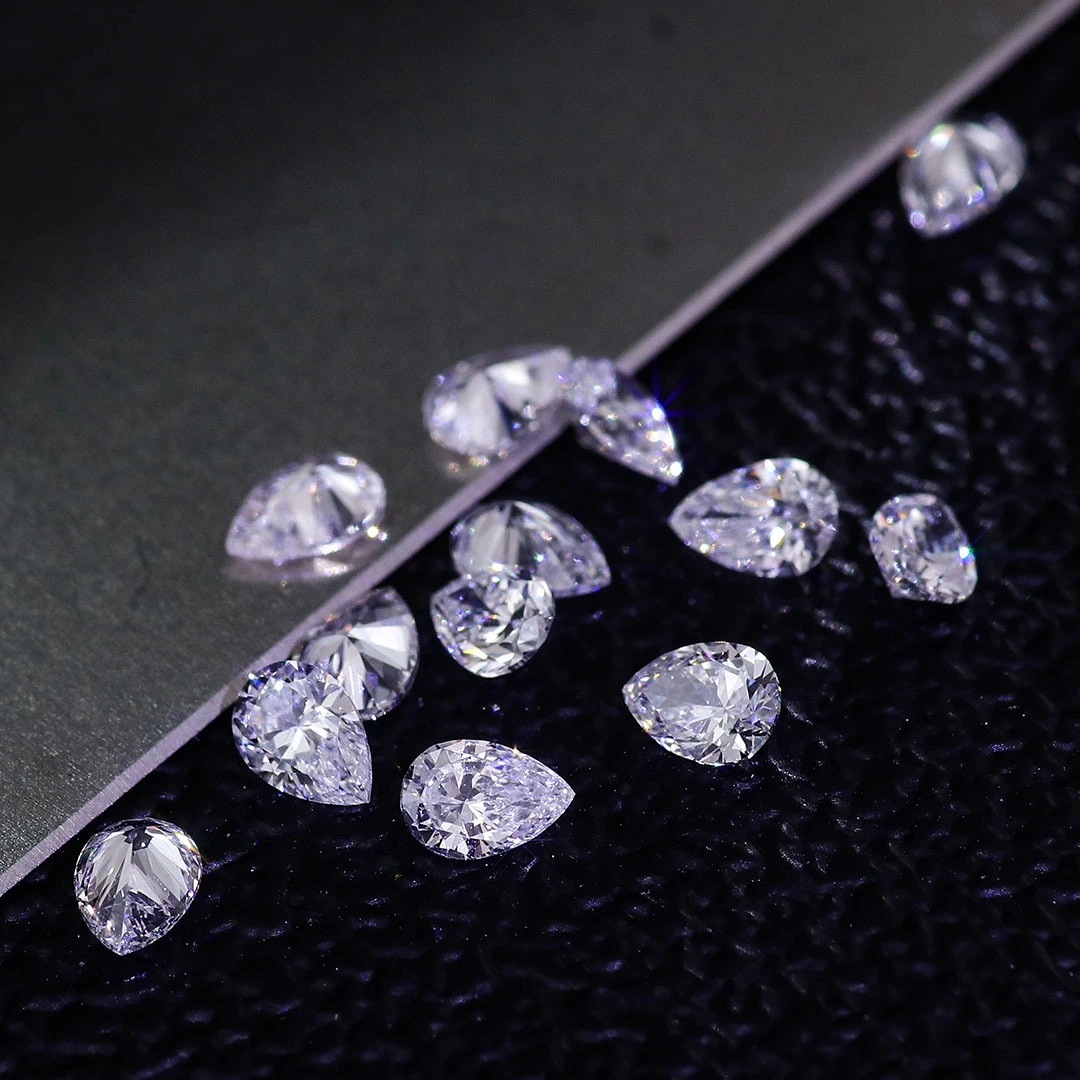 Kleine Größen Birnenlabor Züchtung Nahkalibriert Birne geschnittene Ausbildung loser Nahkampfdiamanten Vollgeschnittener Birnendiamant für Schmuck 1