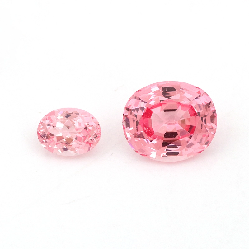 Certified Padparadscha Transparent Light Pink Color Oval Shape Lab Grown Sapphire 1
