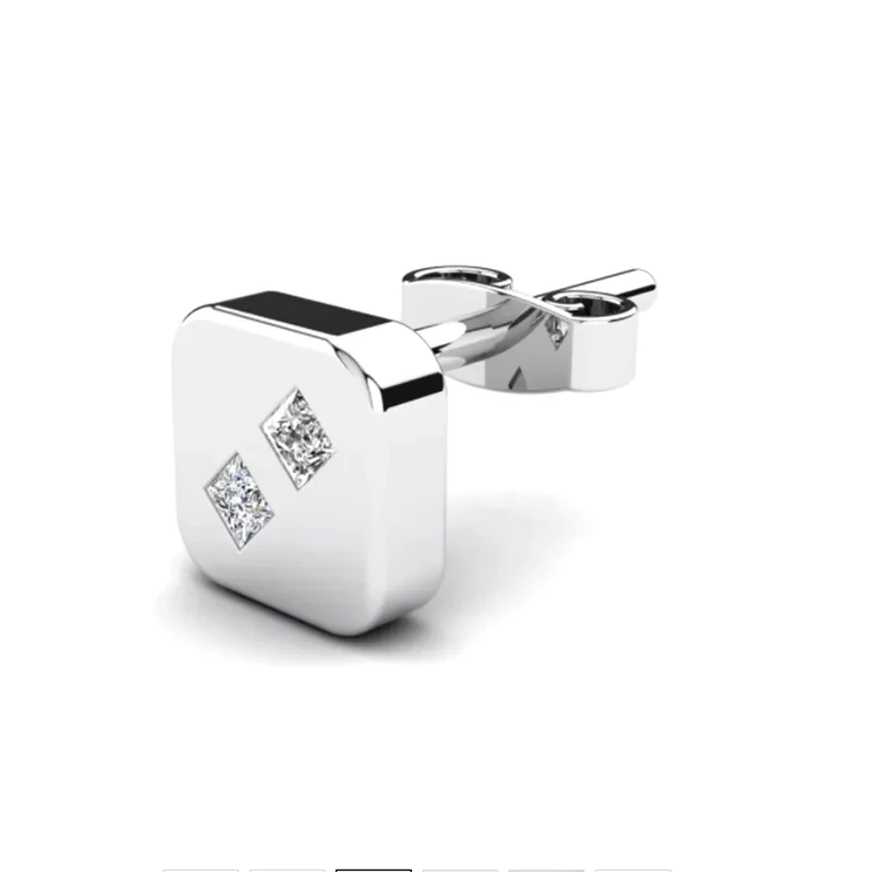 En gros, or plaqué Sterling 925 argent Push Back Square Princesse Cut Moissanite Fancy Man Bijoux Men de boucles d'oreilles 1