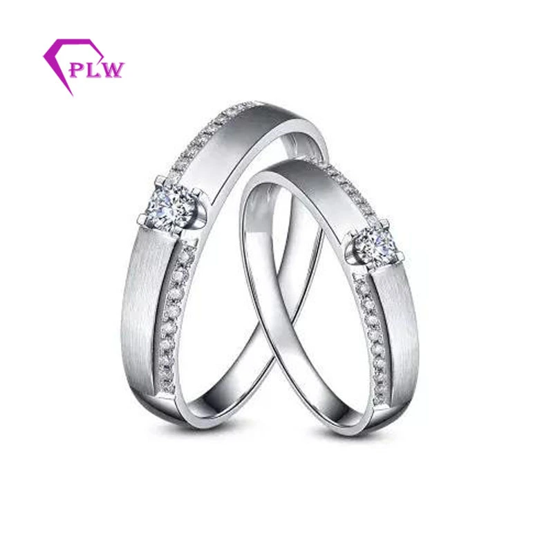 Joya de oro de oro blanco Joyería de novia Bridal Pareja de bodas Anillo con diamante de moissanite sintético 1