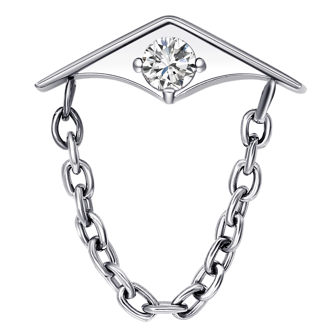 Eternal Metal Astm F136 Titanium Kite Shaped With Chain Flat Lope Internally Threaded Labret Piercing Jewelry 1