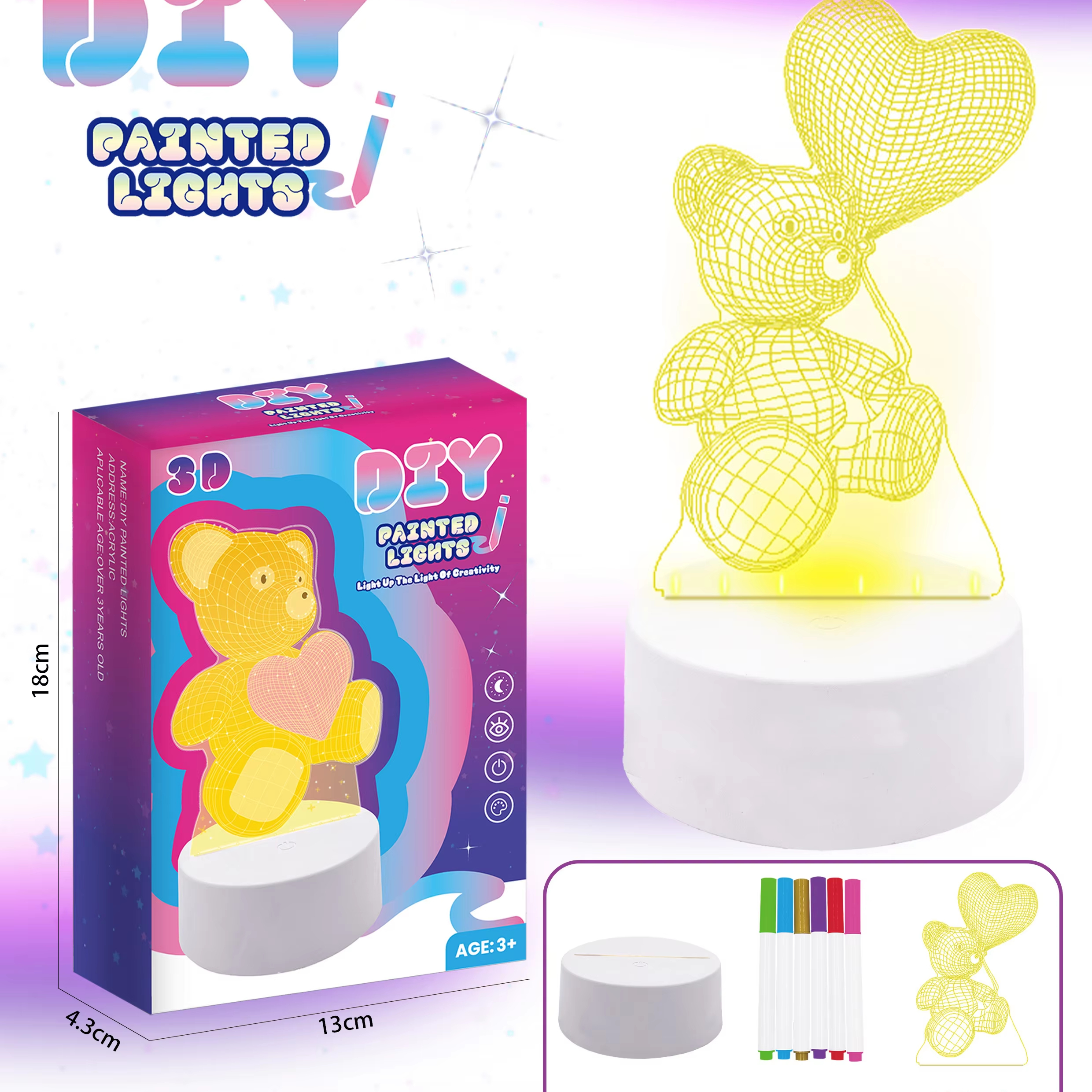 Creative Acrylic Lamp  Gl-CY17 3 Color Changing Drawing Board USB Touch Night Light Guangli 1