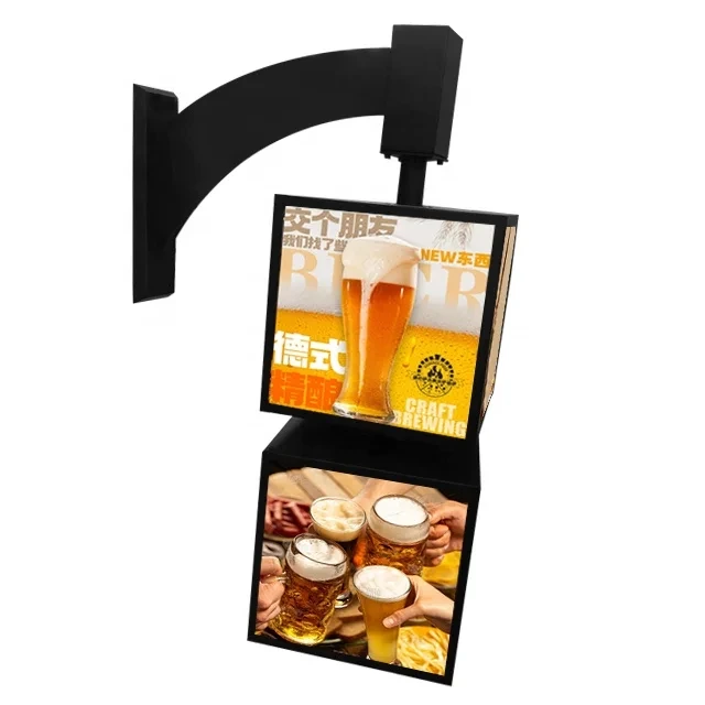 Square Rotating Light Box Poster Display Signage LED Sign For Business 1
