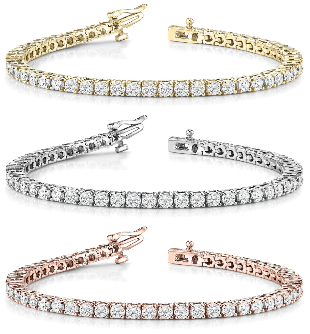14k Gold 3mm Round Cut Lab Diamond Tennis Bracelet Def-vs At 7.5 China Factory Price 1