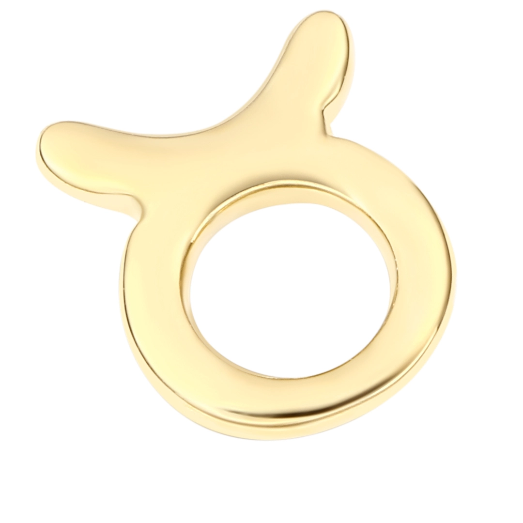 Eternal Metal 14k Solid Gold Zodiac Signs Taurus Earring& Labret Jewelry Threadless Push In Ends Tops 1