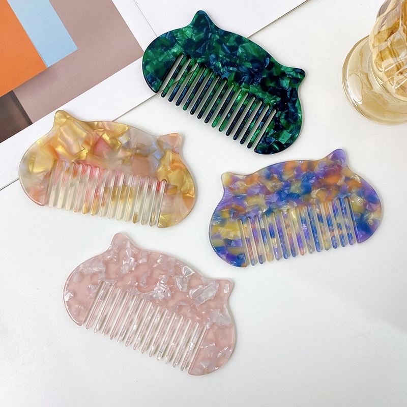 Dowell Wholesale Korean Colorful Comb Household Commuting Simple Acetate Cat Cartoon Hair Comb 1