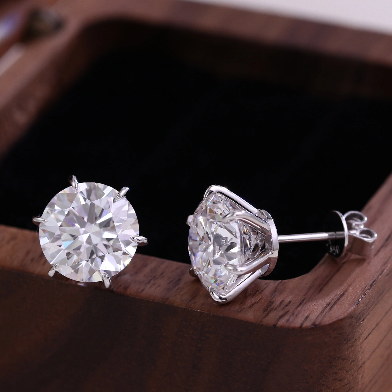 Classic 6 Claw Pt950 Diamond Stud Earrings 6ctw Round E Vs2 Lab-grown Diamond Stud Earrings Fine Jewelry Wedding Gift 1