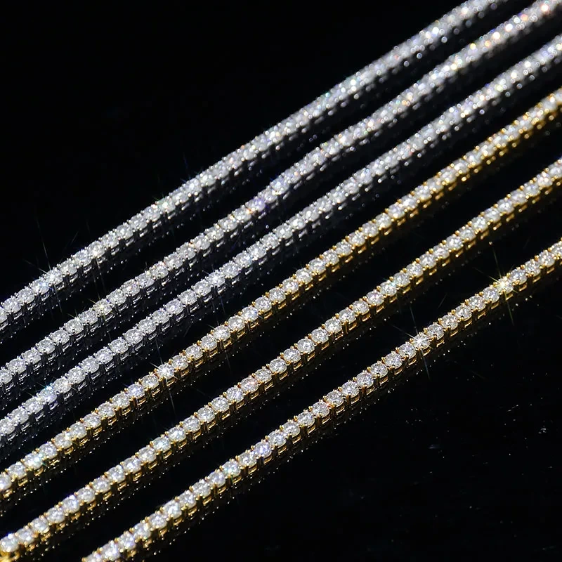 925 Silver 2mm 3mm 4mm 5mm Round Colorless Mossinate Diamond Tennis Chain Moissanite Necklace Casting 1