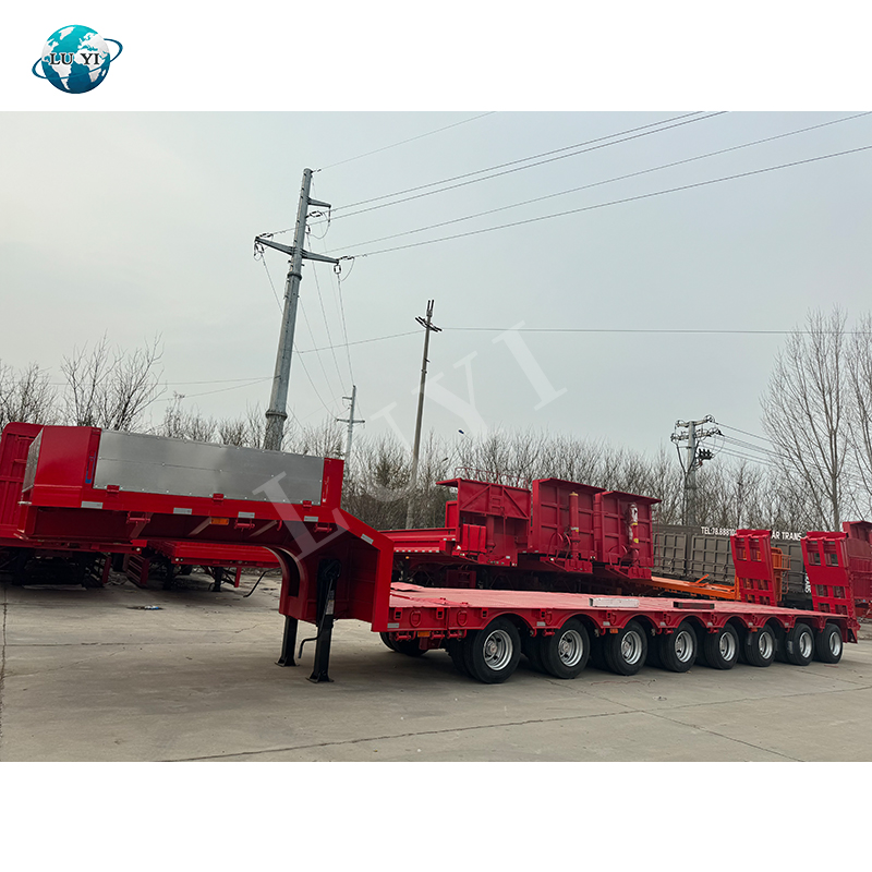 Remolque extensible de 8-Axle 100T Lowbed con la suspensión del aire 4