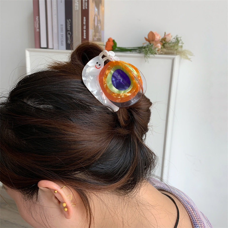 Dowell High Quality Creative Design Rainbow Snail Hair Clip Cute Animal Acryl <000000> Pc Hair Claw For Girls Wholesale Hair Decoration 17