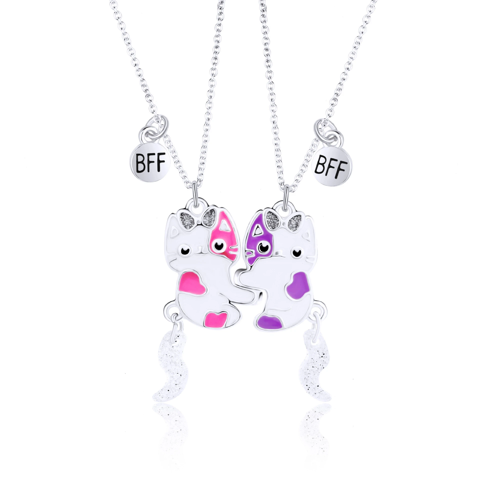 Children's Necklace Pair Of Good Friends And Friends Bff Cute And Vivid Cat Magnet Attractive Necklace 2 Pieces 1