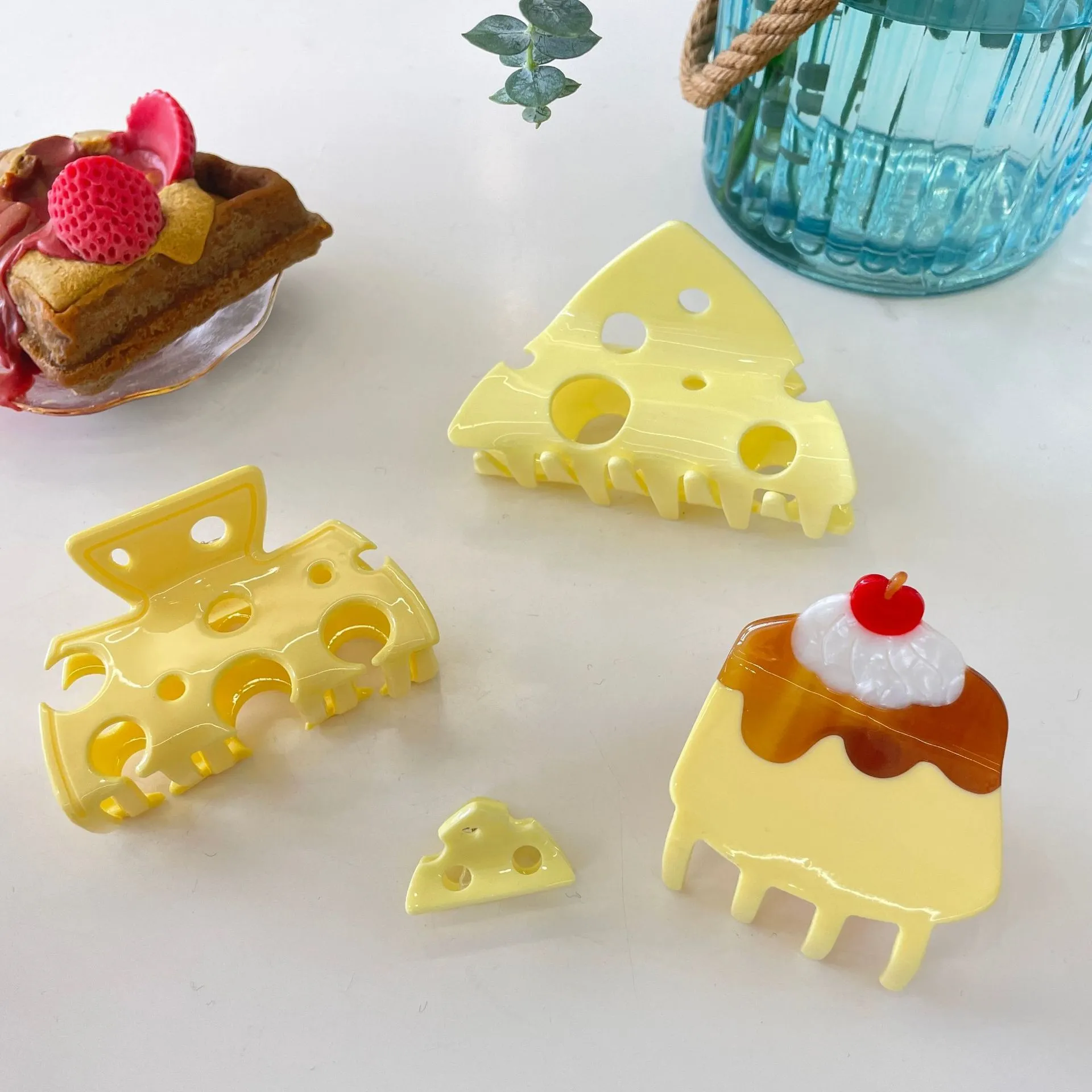 Dowell New Arrival Cartoon Cakes Cute Pudding Cheese Acetate Hair Claw 1