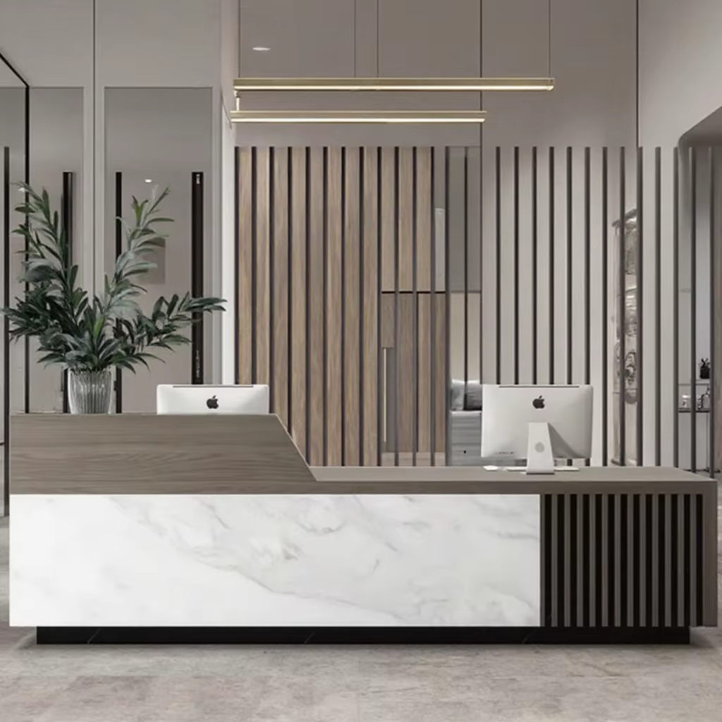 Customized Logo Commerical Furniture Office Front Desk Reception Furniture Shop Reception Counter Modern Salon Reception Desks 1