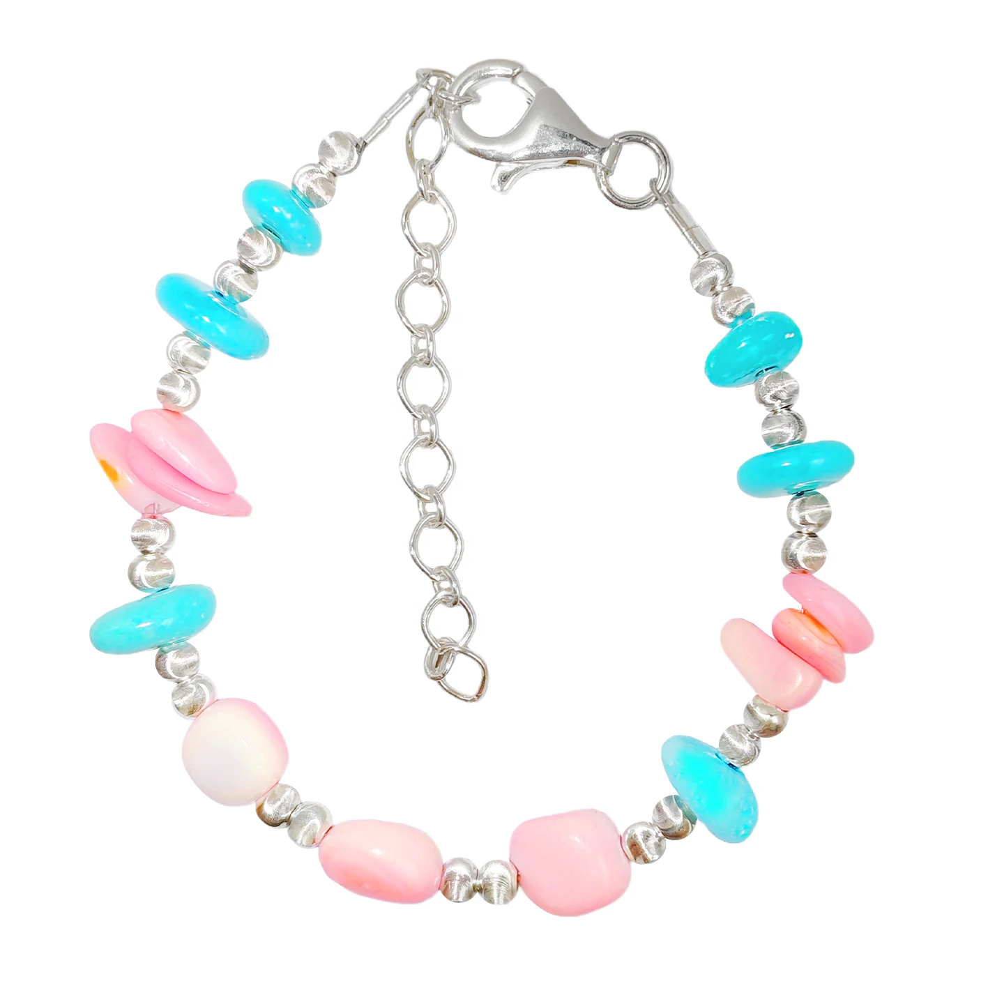 Natural Sterling Treatment Turquoise And Pink Opal Bracelet Full Of Unique Style Providing A Comfortable Wearing Experience 1