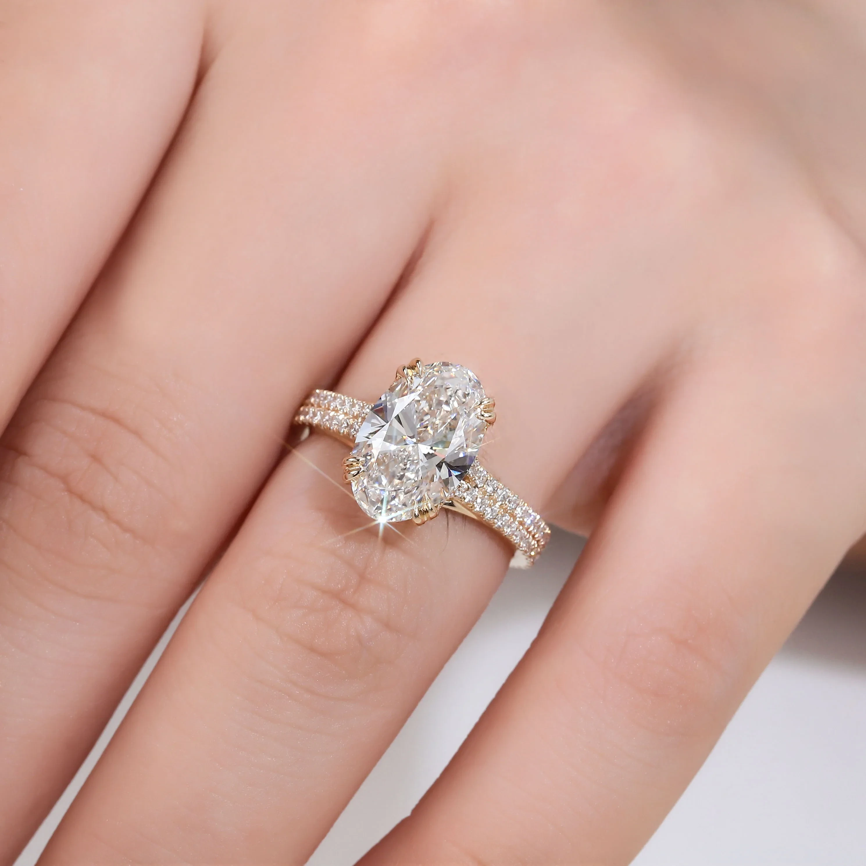 Real Real Solid Gold 10k Yellow Gold 2CT OVAL CUT LAB MANGE DIAMENT DIAMENT DIAMANT POUR FEMMES BONNE DE MEAL BIENDRES 1