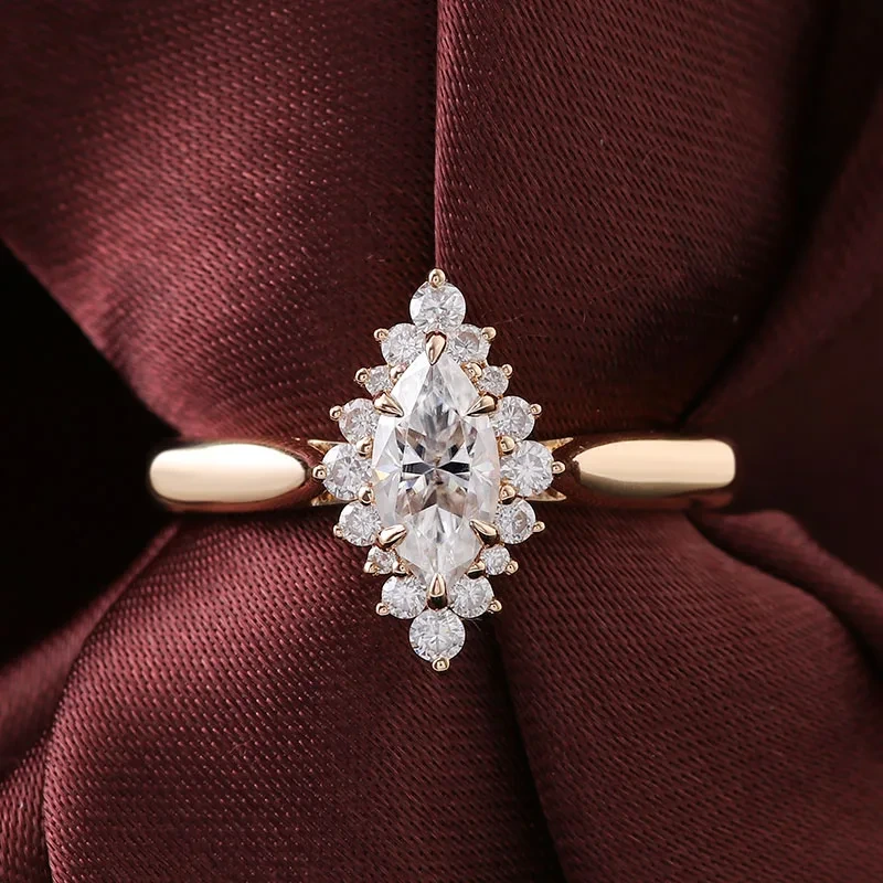 Provence 18 km jaune en or marquise marquise coupé la bague de fiançailles Moissanite 1