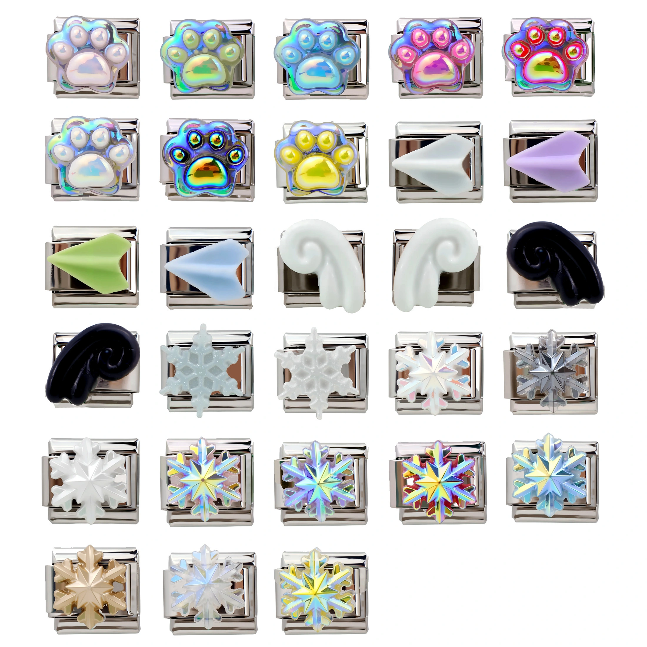 2025 Fashion Diy 304 Stainless Steel Italian Charm Bracelet Snowflake Claw Paper Airplane Charm Bracelet 9mm * 10mm Module 1