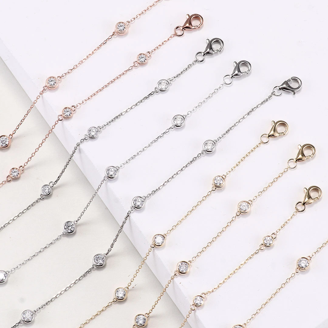 Custom Jewelry Bracelets & Bangles 10k 14k 18k Yellow White Rose Gold/s925 Silver Moissanite Bracelets Jewelry For Women Men 1