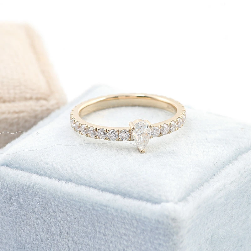 Bijoux fin 0,35 cmt Pière Coup Moisanite Diamond Ring dans 10k Jaune Gold Women's Weddings Rings Classic Eternity Diamond Ring 1