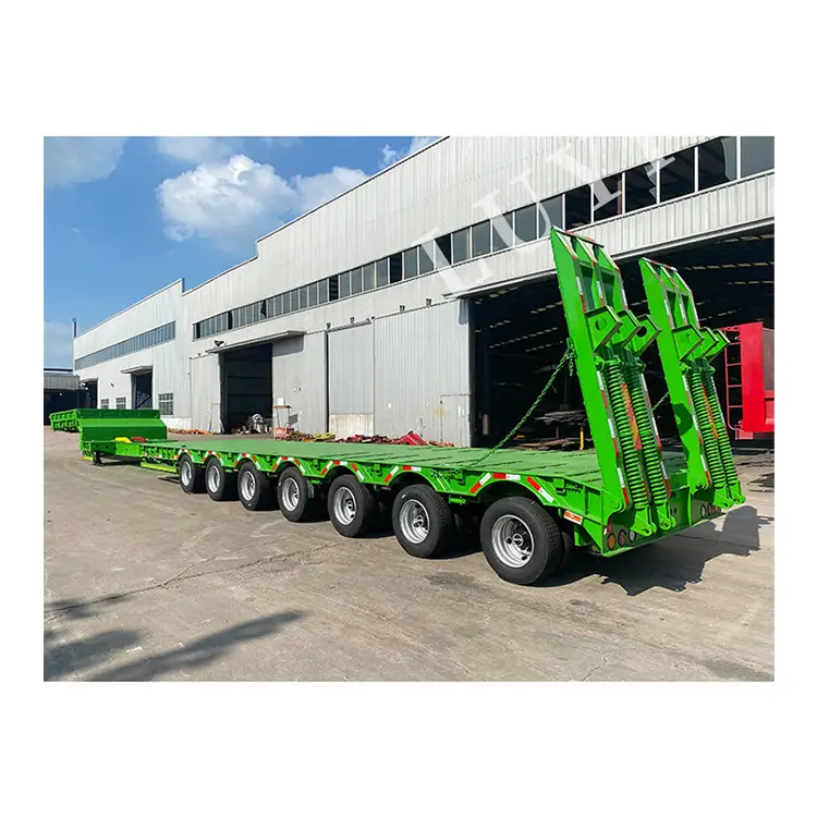 7 haches camion lowboy semi-remorque de lit low lit avec rampe 1