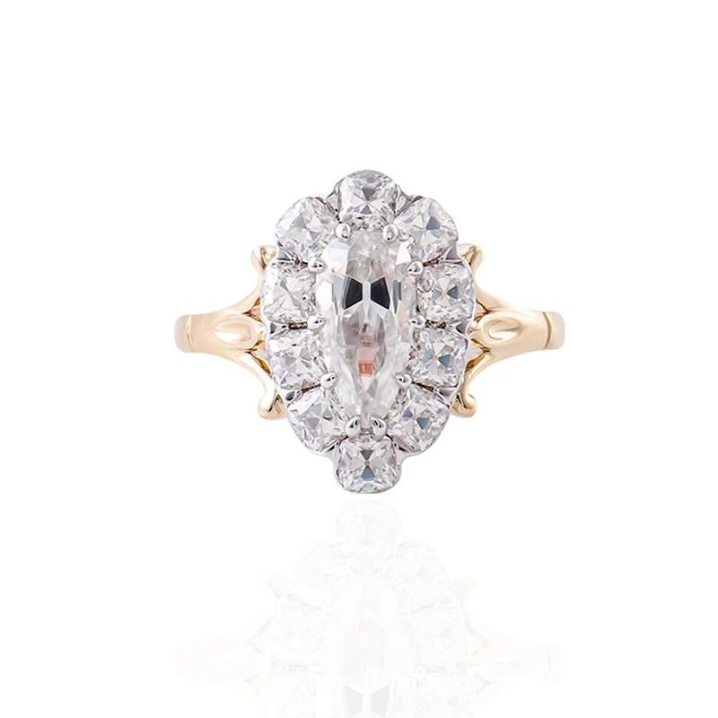 2CT Forme de poire Solitaire Moisanite Engagement 14k Anneau d'or Real Rings Gol 1