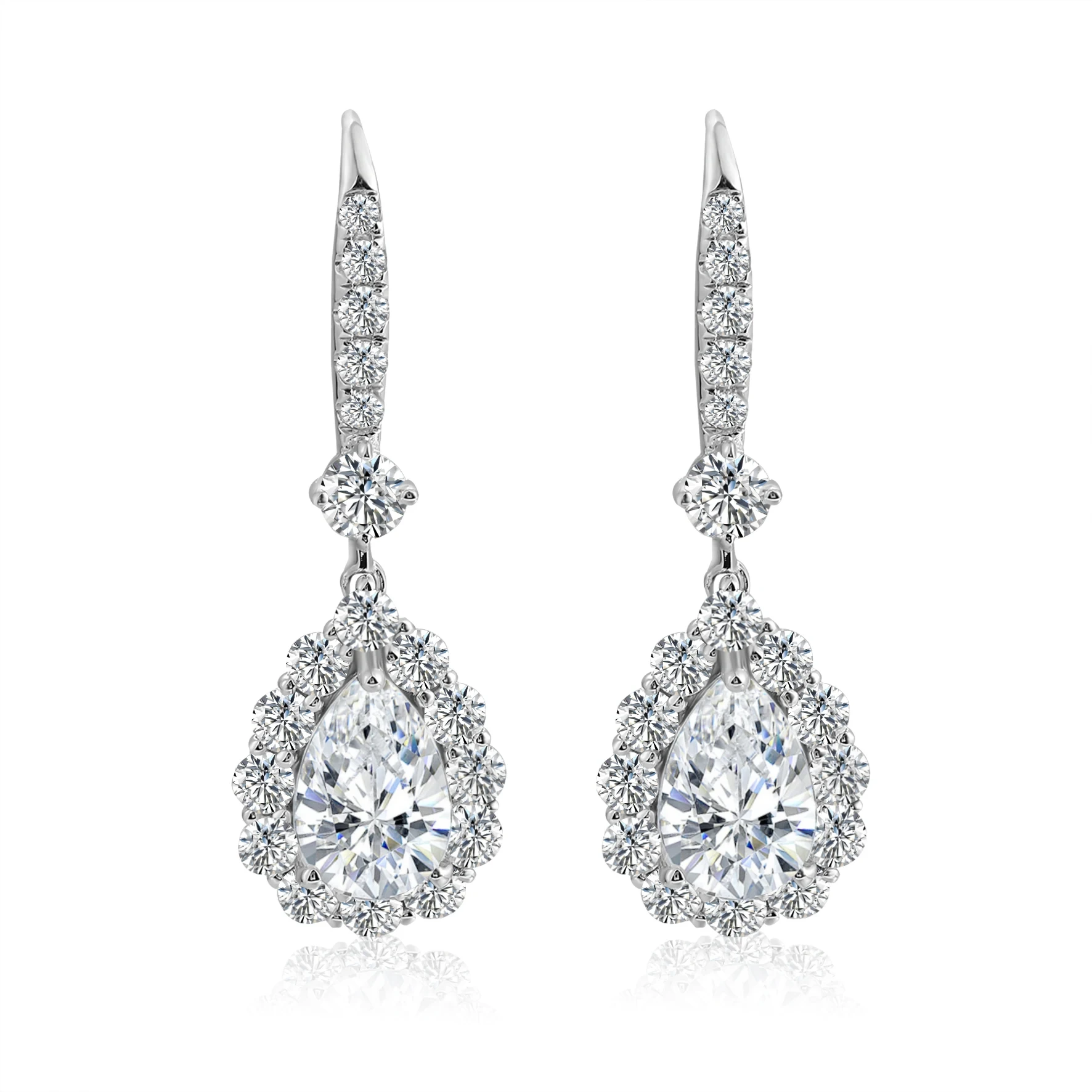 Drop Earrings High Quality 10k 14k 18k White Gold Pear Cut Luxury Moissanite Earring For Women Party Gifts 1