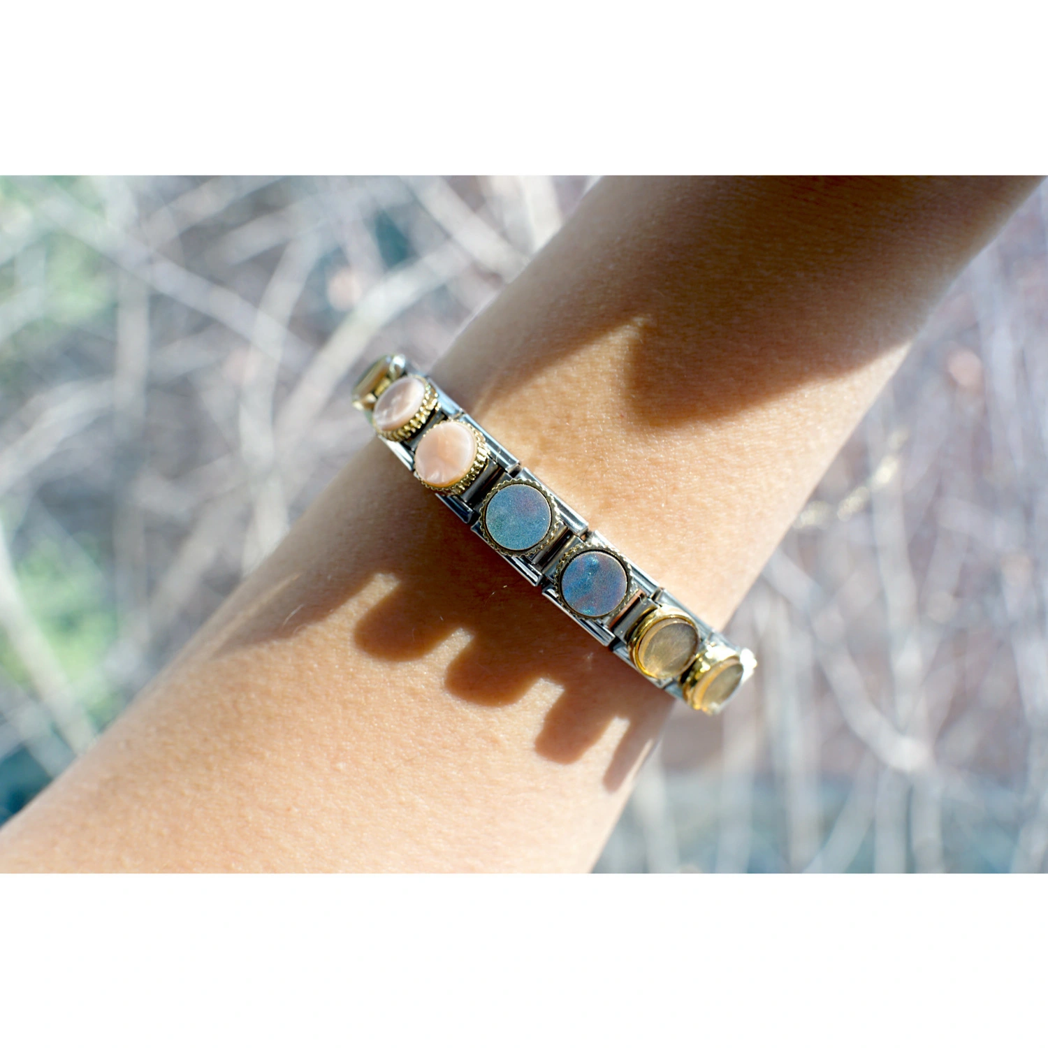 New Italian Module Bracelet,Beimu Round Simple Module Diy Elastic Bracelet Strap 1