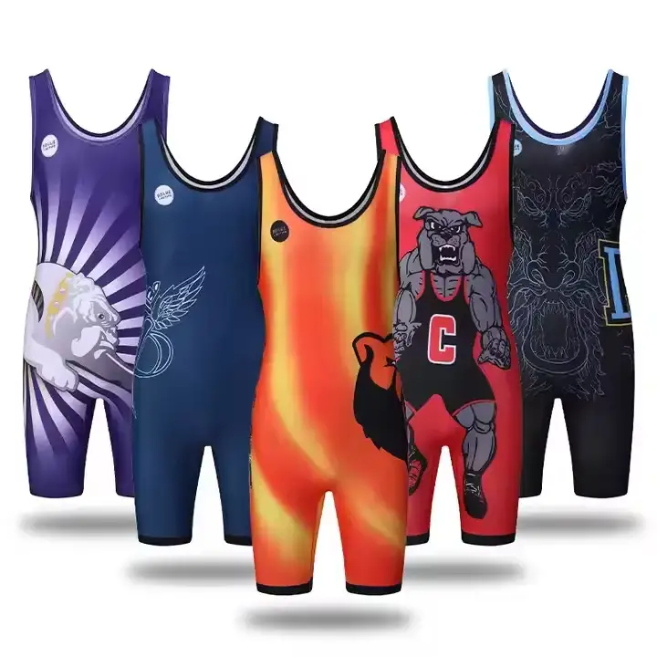 Custom One Piece Sublimation Pro Wrestling Singlets Tacadóirí Lúthchleas Gael Bodysuits Slim Fit Sports Active Jumpsuits Leotard 1