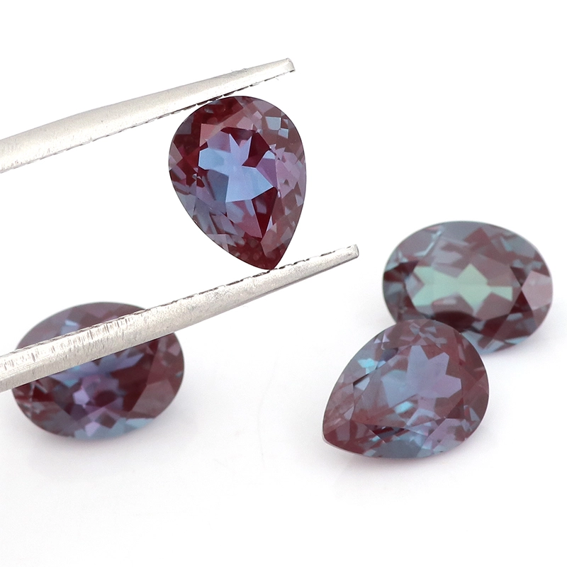 Price Per Carat Loose Diamond Pear Cut Faceted Gemstone Lab Grown Alexandrite Stone In Purple For Ring Making 1