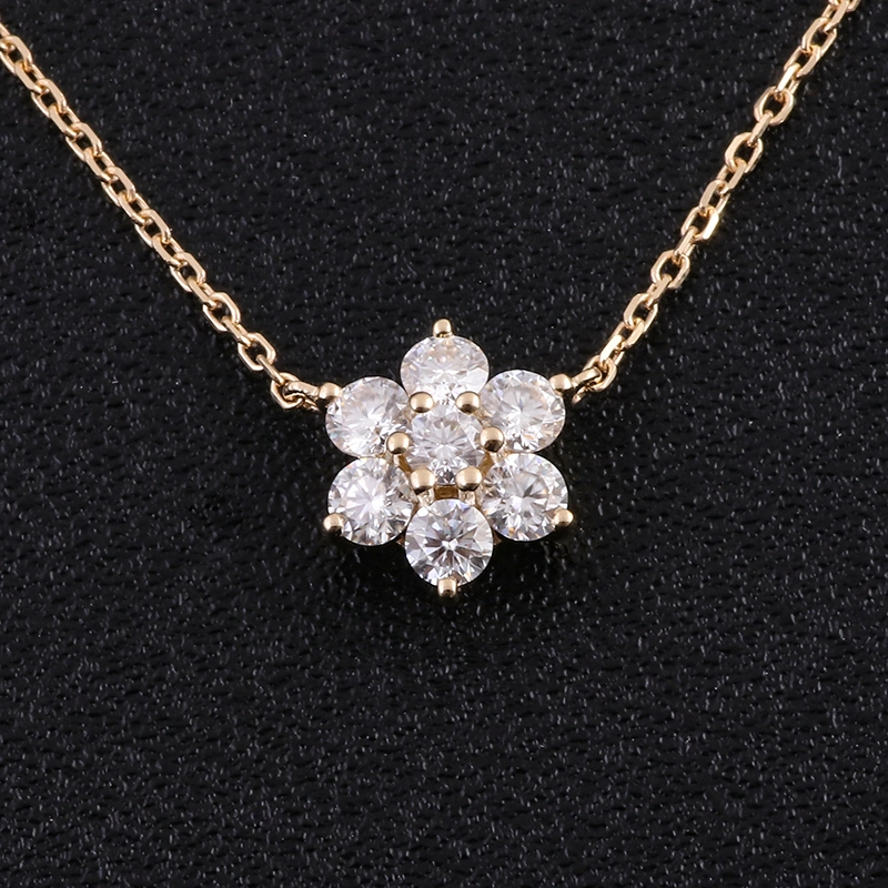 Hot Sale Minimalist Style 14k Yellow Gold Round Brilliant Cut D Color Moissanite Diamond Necklace Pendant Couple Necklace 1