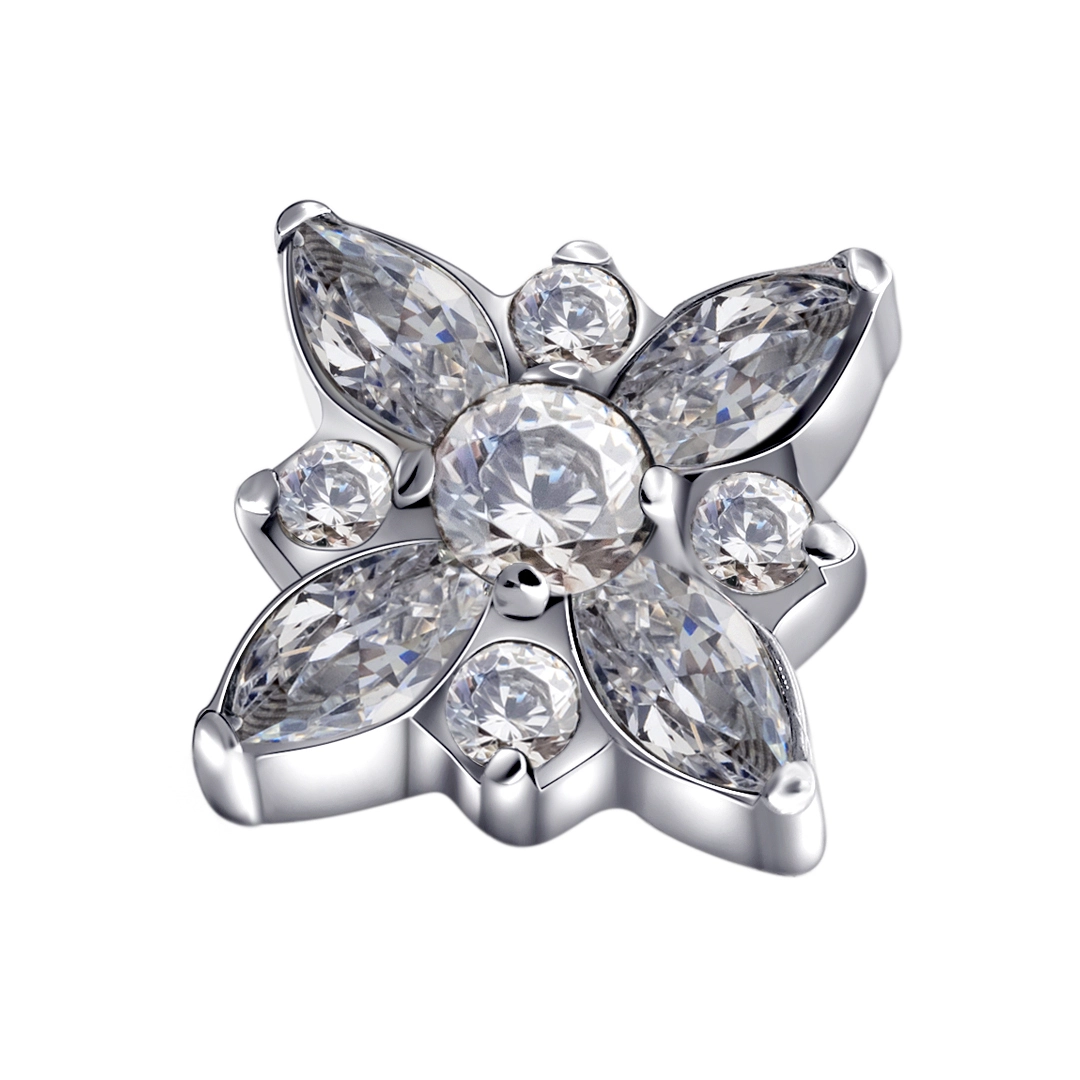 Eternal Metal Titanium Internally Threaded Prong Set Marquise  Round Cz Flower Top Astm F136 Piercing Jewelry 1