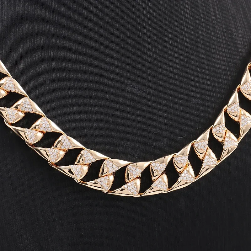 18k Gold Plated Cuban Link Chain 925 Sterling Silver Moissanite 12mm Width Yellow Gold Color Hip Hop Chain For Man 1