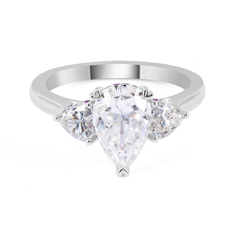 Luxe personnalisé 14 carats en or blanc vvs d couleur Moisanite diamant anneau doigt Moissanite Engagement Diamonds Anneau 1